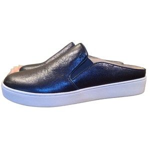 Vionic DAKOTA METALLIC NAVY BLUE Slip On Clogs Mule Flat Womens Size 9.5